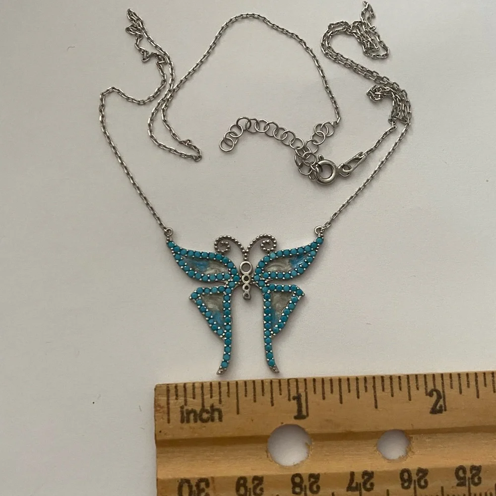🦋925 Silver green butterfly necklace